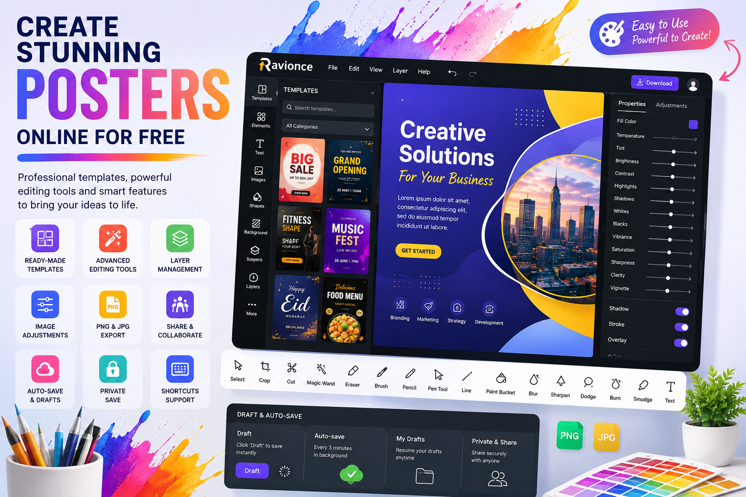 Ravionce Poster Creator – The Ultimate Free Online Poster Maker with Professional Editing Tools
