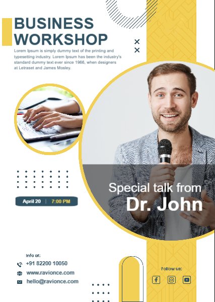 Flat design business workshop poster template