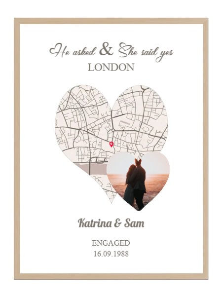 Engaged - Poster template golden heart location