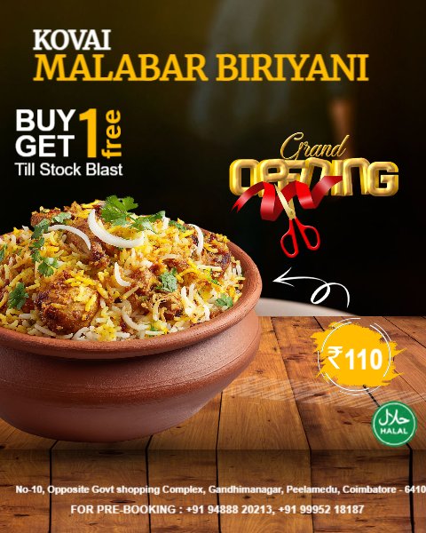 Grand Opening - Restaurant Biriyani Offer Sale