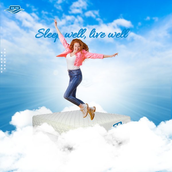 Mattress Advertisement Poster blue theme