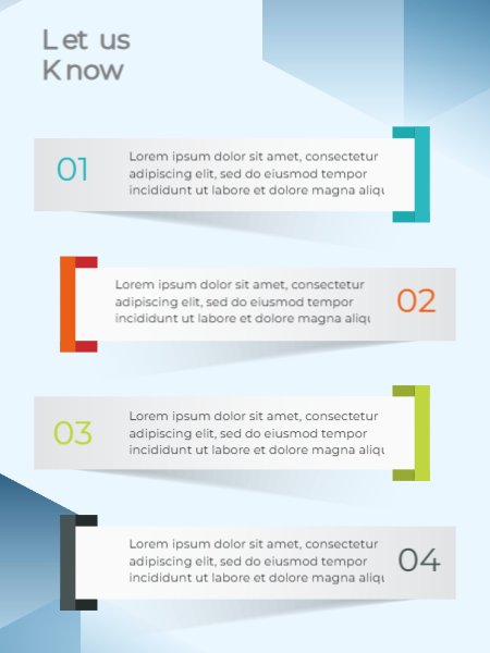 Let us know 4 labels with headline Modern poster