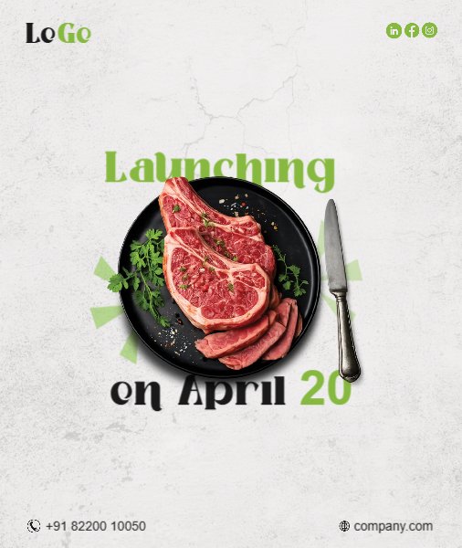 Launching green black modern poster