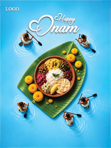 Onam wishes Poster food restaurant sadya banana leaf