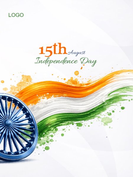Indian Independence day poster Ashoka Chakra flag color white background