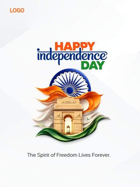 Indian Independence day poster Ashoka Chakra flag color white background