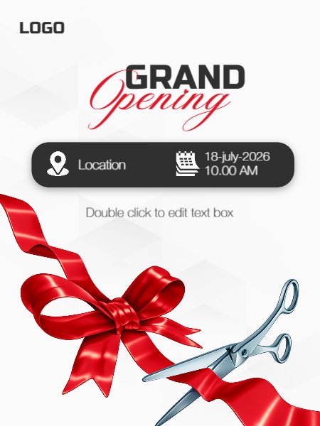 grand opening poster Red and Black with Red ribbon
