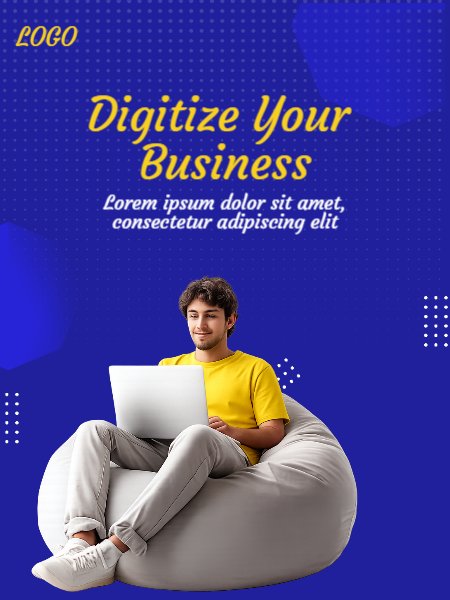 Corporate tech poster Online Blue Yellow White