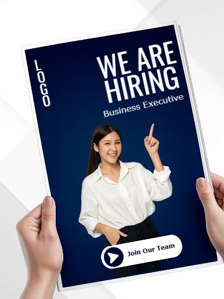 Hiring poster recruitment poster Blue white