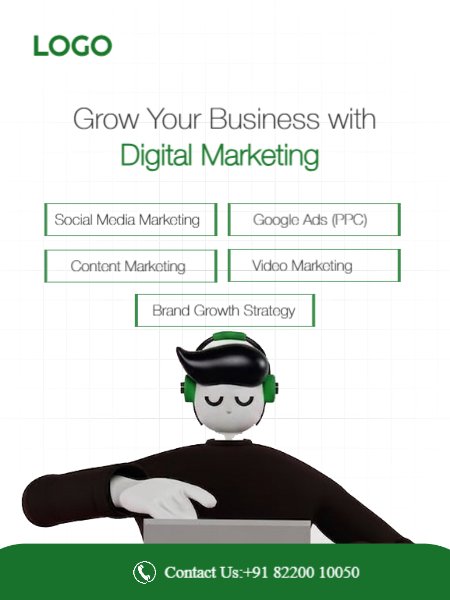Business Promotion Poster with Green Grey Black and white