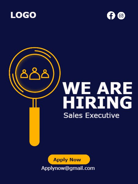 Creative Hiring Poster Recruitment Poster Blue Yellow and White