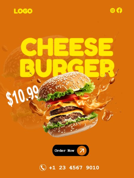 Burger Offer Sale poster Orange Yellow White - Cheese Burger