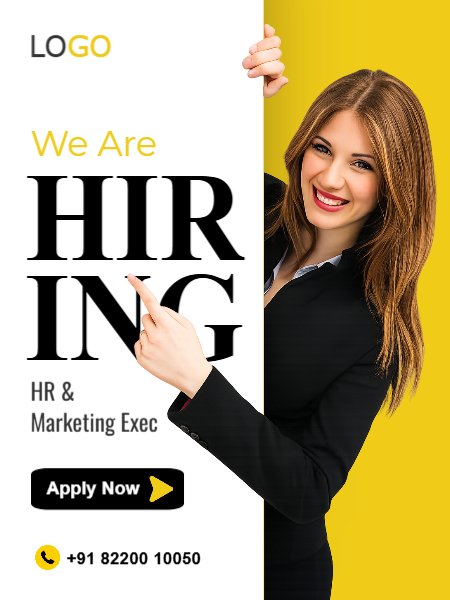 Creative Hiring Poster Recruitment Poster Yellow and Black