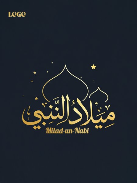 Milad un Nabi Mubarak Golden Arabic Calligraphy Poster