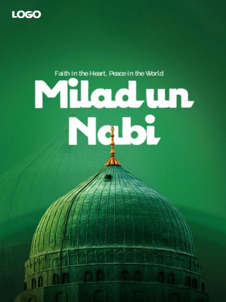 Milad un Nabi Mubarak Poster green background