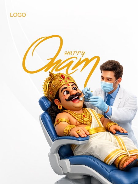 Onam wishes poster Mahabali  white background