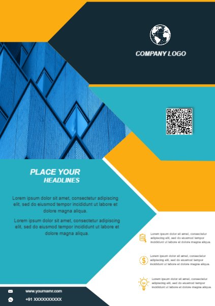 Business Flair Template yellow siyan darkblue
